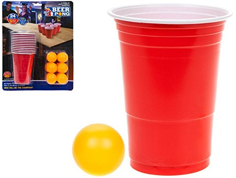 PMS 24PC BEER PONG SET IN DOUBLE BLISTER CARD 12 CUPS/12 BAL