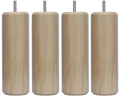 MARGOT 3700527815763 Caméléon Cylindre Lot de 4 Pieds de lit Bois Vernis naturel Hauteur 20 cm, Natural Wood