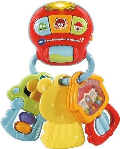 VTech - Mon Hochet P'tites Clés Magiques, Hochet Bébé Porte-Clefs Interactif, Éveil Musical, Jouet de Dentition, Cadeau de Naissance Bébé Dès 3 Mois - Contenu en Français