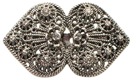 Alpenflüstern Blusen-Brosche Ornament-Herz antik-Silber-Farben API109