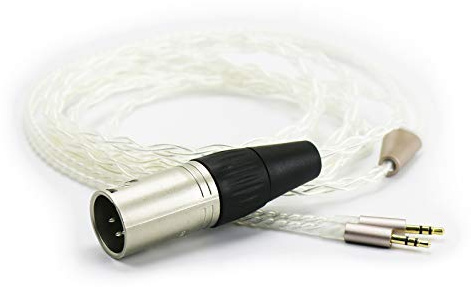 Ablet - Cavo audio di ricambio HiFi con attacco XLR a 4 pin maschio, uscita con jack maschio doppio da 2,5 mm, compatibile con cuffie HE400S, HE-400I, HE560, HE1000, placcato argento