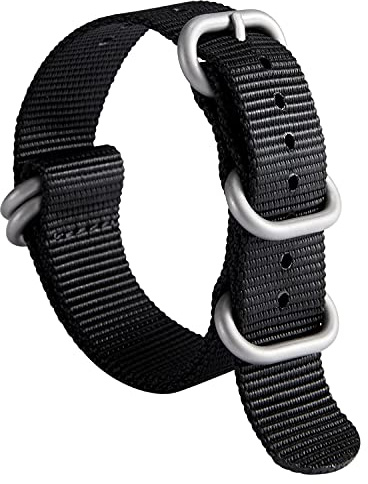 BINLUN Premium Nylon-Uhrarmband, 5-Ring-Edelstahlschließe, Robust & Komfortabel, Unisex, für 18–24 mm Handgelenke