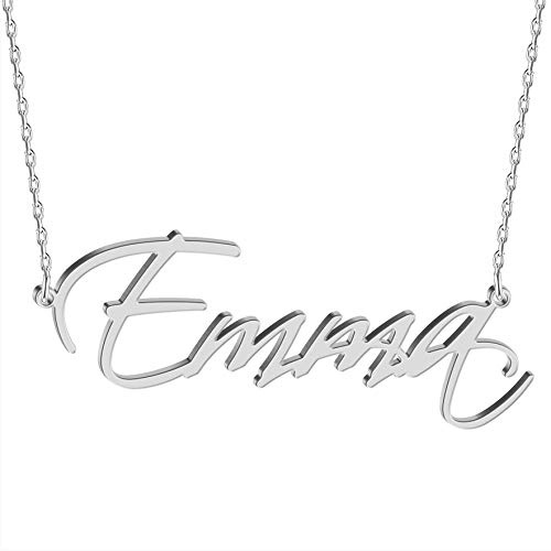 JOELLE JEWELRY Argent Collier Femme Collier Prénom Personnalisé Police sélectionnable avec Pendentif Nom Personnalisé Optionnels Cadeau Unique Avoir Une Boîte