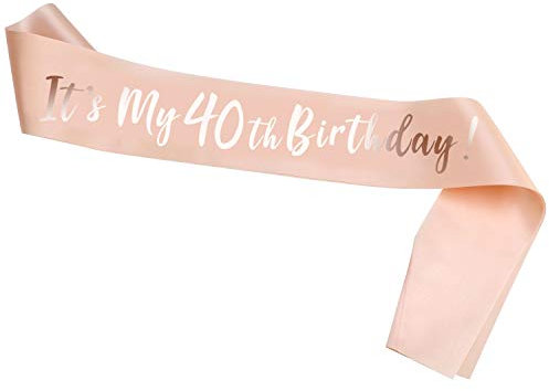 HOWAF Or Rose 40 Anniversaire Écharpe, It's My 40th Birthday Satin Sash pour 40 Ans Anniversaire Cadeau Fête Faveur Anniversaire décoration Accessoires pour Femme