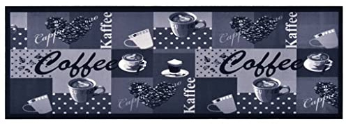 vidaXL Küche Bodenmatte Waschbar rutschfest Fußmatte Läufer Flurteppich Teppich Küchenläufer Teppichläufer Küchenteppich Kaffee Blau 45x150cm