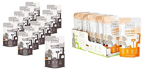 MjAMjAM - Premium Nassfutter für Katzen - Quetschie - köstliches Pferd an gedämpftem Kürbis (12 x 125 g) & Premium Nassfutter für Katzen - Quetschie - saftiges Huhn an leckeren Möhrchen (12 x 125 g)
