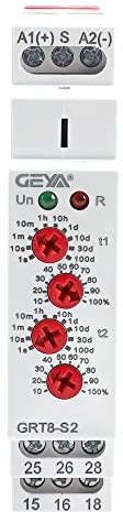 GEYA Relé de tiempo de ciclo asimétrico 2Contacto 16A AC/DC12V-240V Cycler Relé de retardo de tiempo de repetición Carril Din Modular (GRT8-S2,AC/DC12V-240V)