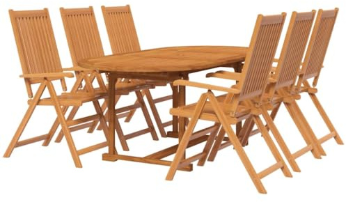 vidaXL 7-TLG. Garten-Essgruppe Massivholz Akazie 120-170 cm
