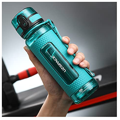 Sparrow Angel Sport Wasserbecher Sportwasser-Flaschen Tragbare Fitnessstudio Anti-Stoff-Leck-Proof Große Kapazität Fitnesskessel-Kessel-Plastikgetränk-Flasche (Color : 520ml Cyan)