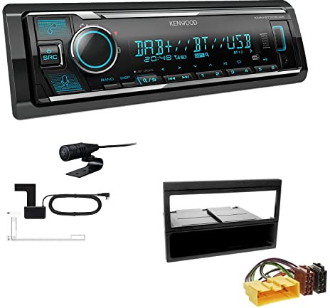 Kenwood KMM-BT508DAB 1-DIN Digital Media Receiver Autoradio DAB+ Bluetooth Amazon Alexa Einbauset passend für Mazda MX-5 II Facelift 2000-2005 schwarz