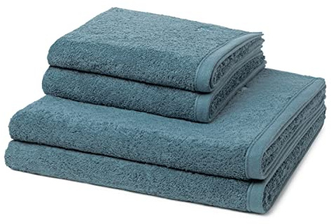Ross - 4 teiliges Frottier-Set - Vita (2 X Handtuch 2 X Duschtuch im Set) - 520 g/m2 - Baumwolle - Walkfrottee - saugstark - weich und flauschig - Pazifik