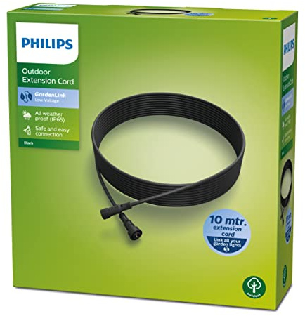 Philips GardenLink lågspänning 10 m förlängningskabel, väderbeständig utomhusströmkabel för utomhusbelysning, trädgårdstillbehör för kabeldragning av ljus