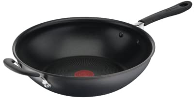 Tefal Jamie Oliver Hard Anodised 30 cm Non-Stick Wok Pan, Black (Induction Compatible)