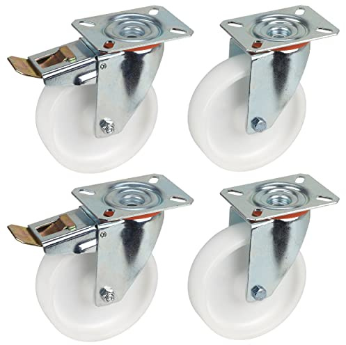 Dörner + Helmer Juego de 4 ruedas giratorias de 125 mm de polipropileno, placa de 100 x 85 mm, mezcla de rodillos, capacidad de carga de 600 kg/set