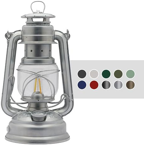 Feuerhand LED Camping Lantern 276 - Battery/Rechargeable Camping Light for Tents, 2700K Warm White Dimmable Outdoor Lantern, Zinc-Plated, 18-Day Runtime, Indoor/Outdoor Use