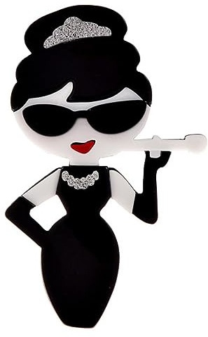 YAHOYA Acryl Großer Eleganter Hut Dame Broschen für Frauen 2-farbig Moderne Mädchen Figur Party Büro Brosche Anstecknadel Geschenke Vintage Accessoires
