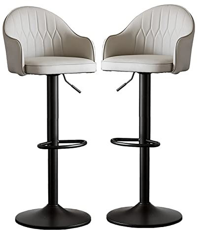 FanXus Moderne Familienstühle im Bar-Stil mit Verstellbarer Höhe und 360°-Drehung, hohe Familienstühle im Bar-Stil mit Rückenlehnen, 2er-Set für Bartheke, Küche und Zuhause (Hellgrau) Made in China