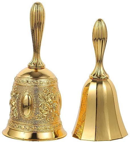 Operitacx 2stücke Vintage Restaurant Bell Handglocken Aus Kupferlegierung Für Hochzeiten Deko Und Service Klassische Tischglocke Für Bar Hotel Schule Und Mehr
