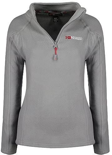 Geographical Norway Tug HZ Lady - Fleecejacke Damen Frauen Warm Schließen Zip - Jacke Fleece Herbst Winter Frühling Warm Frauen - Long Sleeve Pullover Weich Komfort Outdoor (Hellgrau XXL)