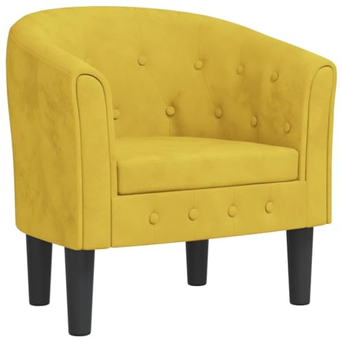 vidaXL Clubsessel, Sessel mit gepolstertem Sitz Armlehnen, Cocktailsessel mit Holzgestell, Loungesessel Relaxsessel Polstersessel, Gelb Samt