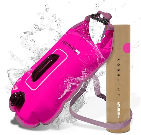 Schwimmboje für offenes Wasser mit Trockensack, 15 l, vollständig wasserdichte Schwimmboje – sicher mit höherer Sichtbarkeit, gehärtetes Nylon und Ruhegriff-Schwimmboje – Offenwasserboje für Schwimmer