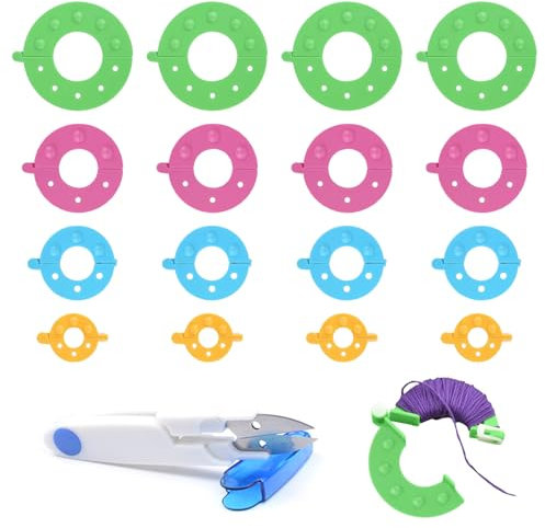 Pom Pom Maker, 4 Größen Kunststoff Fluff Ball Weaver Nadel Pompom Maker Sets(16 Pcs), Diy Pompoms Handwerk Puppe Making Kits - Wool Garn Knitting Handwerk Werkzeug Set Für Kinder Und Erwachsene