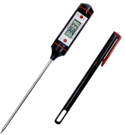 1 termómetro de cocina para hornear, termómetro de alimentos, termómetro de metal de aguja larga, termómetro electrónico de lectura para cocina y cocina al aire libre.