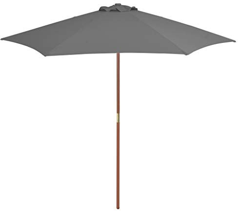 Camerina Sonnenschirm mit Holz-Mast 270 cm Anthrazit Wasserdicht Garten Sonnenschirm Strandschirm