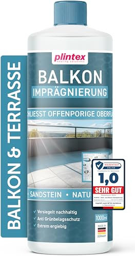 PLINTEX® Balkonimprägnierung Außen & Innen 1L - Balkon Imprägnierung universell anwendbar - Naturstein, Steinplatten, Pflasterstein - Steinversiegelung