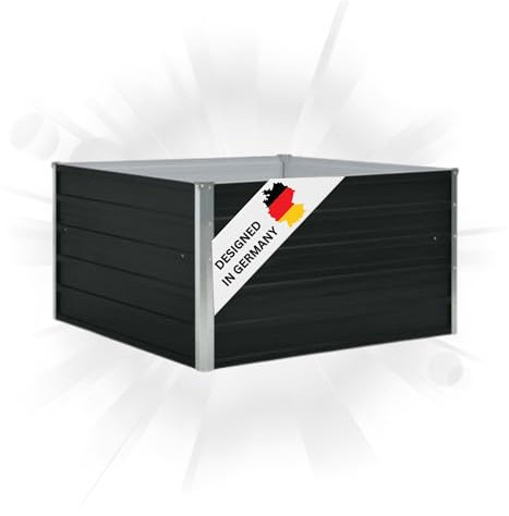 DELUKE Hochbeet für Garten Emil Quadrat Anthrazit | 100x100x45cm | Verzinkter Stahl | Wetterfest | Gartenbeet Kräuterbeet Blumenbeet Beet hoch Frühbeet für Garten Gemüsebeet