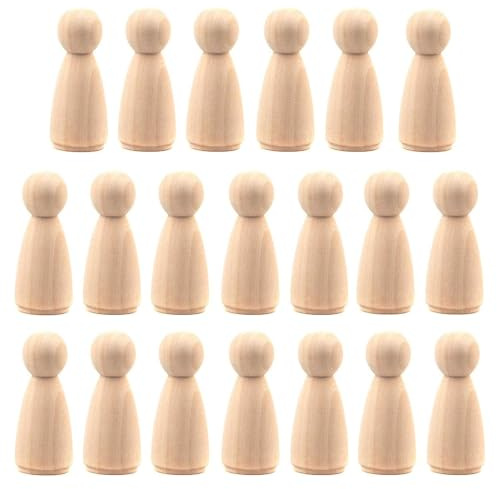 LUUFAN 20pcs hölzerne Peg Puppen, unfertige hölzerne weibliche Menschen Form Natur Plain Holz Körper Puppen für Kunst Handwerk Projekte DIY