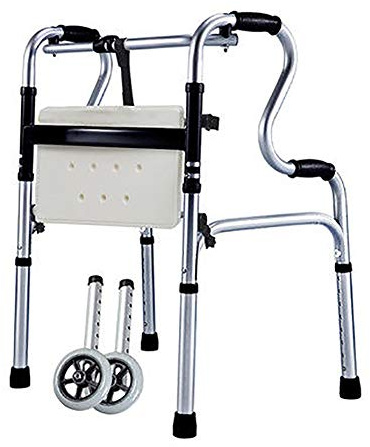 KEERSONG Leichtgewichtiger Gehwagen für Senioren, mit Sitz und Griff, schmaler, zusammenklappbarer Gehwagen, für Badezimmer/Toilette/Mobilitätshilfe, höhenverstellbare Räder (mit Rädern)