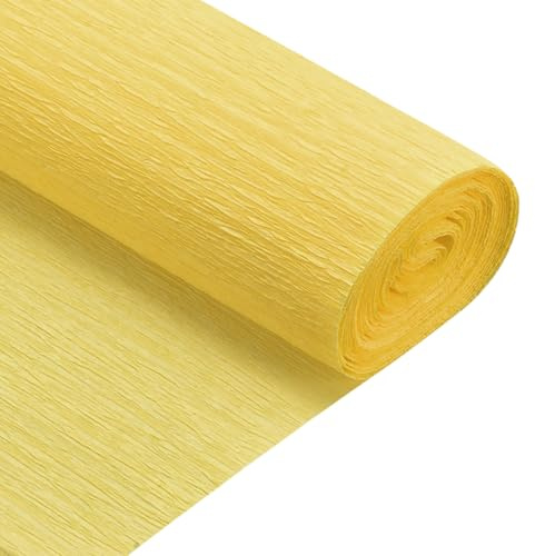 QUARKZMAN 2 Stück Krepppapier Reingelb, 2.1m x 107m Floristen Krepp Papier Bunt für Handwerke, Party, Schulpapier, Kräuselpapier, Verpackung, Blumen DIY