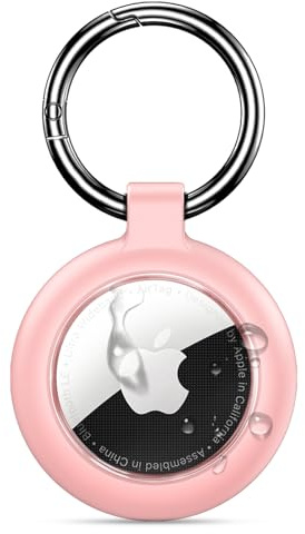 Inesore Hängsmycke för Apple AirTag Pendant, kolfibertexturdesign fodral och vattentätt fodral för luftdag, hel kropp repbeständig med nyckelring för AirTags, husdjurhalsband, bagagelapp (rosa)