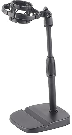 Mikrofonständer, verstellbarer Schreibtisch-Mikrofonständer mit Mikrofon-Clip-Halter, Tisch-Mikrofonständer mit Telefonhalter für Live-Streaming, Karaoke (Flaschenmikrofon-Clip)
