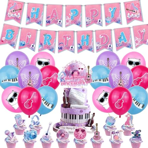 Music Theme Party Decorations Singer Themed Party Decorations Cupcake Toppers Birthday Party Cake Decorations Set for Girls Birthday Party Decorations