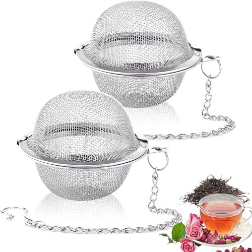 Febbya Infusor de Te Filtros,2 PCS Infusor de Bola de Té de Malla Balón de té Infuser de Acero Inoxidable Filtro de Té para Infusor de té de Hojas Sueltas Condimentos de Especias de té