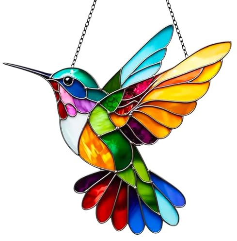 Spirit Birds,Kolibri Sonnenfänger,Vogel Sonnenfänger Zum Aufhängen Am Fenster, Acryl Kolibri Anhänger,Fensterdeko Hängend Kolibri Sonnenfänger Für Fenster, Wohnzimmer,Wand,Frühlingsdeko (C)