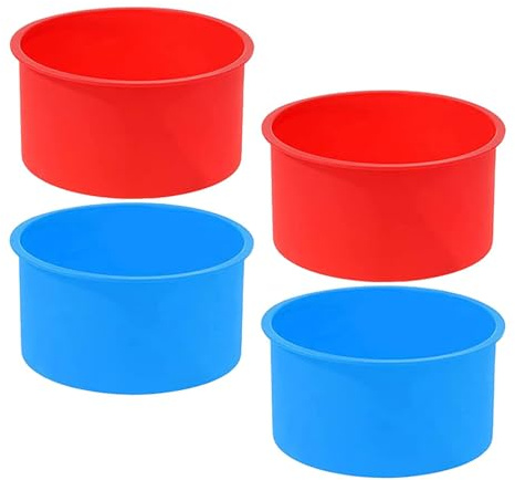 COLLBATH 4pcs Small Round Baking Tins Dividers Silicone Cake Pan Moulds Non-Stick Cake Tins Lids DIY Baking Moulds Set