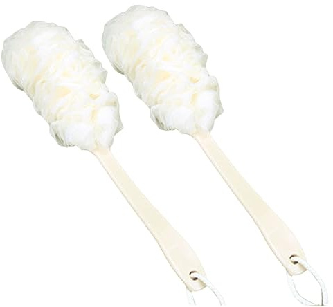Ipetboom 2pcs Long Handle Bath Scrubber Body Brush Back Scrubber Brush White for Shower Bathing Exfoliating Cleaning