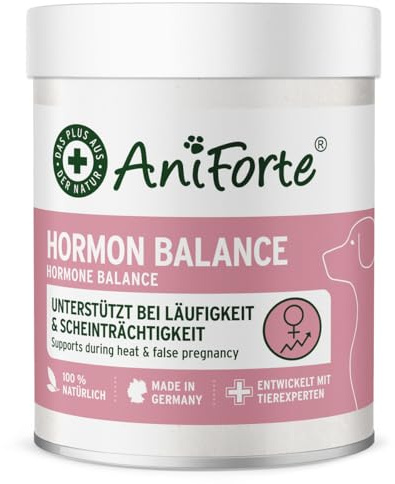 AniForte Hormone Balance Drive Regulator para Perras en celo y Falsa preñez 80 g - 100% Hierbas Naturales, apoya Las Fases hormonales y el Ciclo
