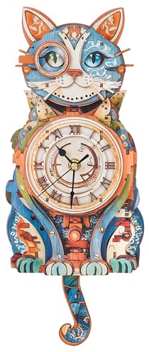 Cutywood Holzpuzzle Uhr, 3D Holzpuzzle Erwachsene, Katzen Detektiv Uhr | 3D Holzpuzzle/3D Wooden Puzzle/Funktionale Uhr/Schreibtisch/Wand Wohndeko/Geschenke für Freunde/Familien