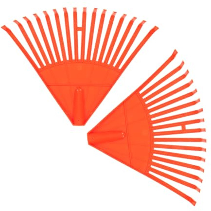 SUPVOX Rastrello Per Foglie Da Giardino 16 Denti in Plastica Arancione, Set Da 2 Pezzi Per Pulizia Prato e Arbusti, Attrezzo Manuale Resistente Per Lavori Di Giardinaggio Pesanti e Raccolta Foglie