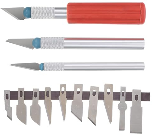 WOONEKY 13 pezzi Coltelli da Intaglio per Incisione e Taglio Strumenti di Precisione per Modellismo Riparazione Modelli Artigianato e Scultura Lame Affilate e Resistenti Colore Blu