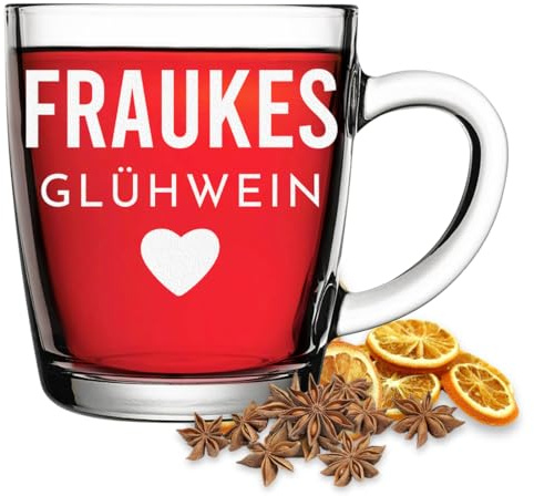 polar-effekt Glühweinbecher aus Glas 340 ml mit Gravur Weinachtsgeschenk - Geschenk zum Nikolaus - Spülmaschinenfestes Glühweinglas - für Heißgetränk jeglicher Art