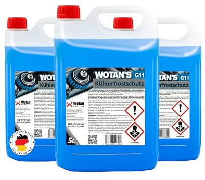 WWotan Solutions Wotan's 15L Kühlerfrostschutz G11 Gebrauchsfertig bis -35°C - Silikathaltiges Kühlmittel - Blau - Für Benzin & Diesel - Aluminiumverträglich (3x5L)