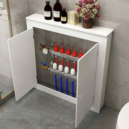 Copertura per radiatore in legno con pannello di accesso, armadio decorativo a doppia anta per coperture termiche, design schermante (50 x 70 x 15 cm)