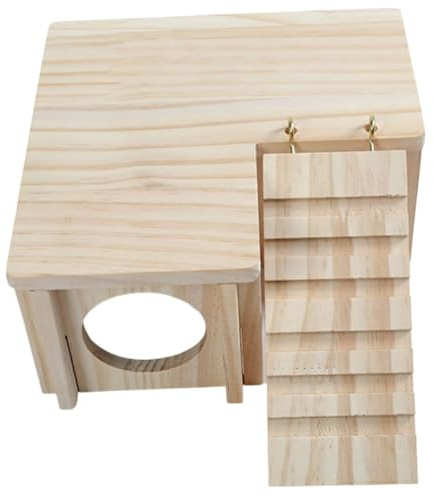 Kichvoe Hamster Versteck Holzhaus Kleintier Versteckhaus Kaninchenhaus Kleines Haus für Ratten Hamster und Rennmäuse zum Nestbau und Nagen