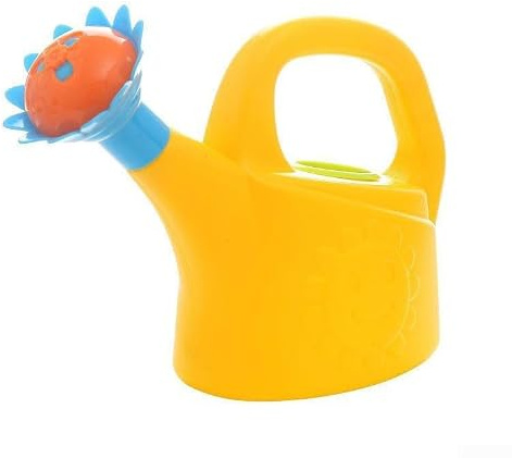 Kids Garden Watering Can Plastic Build Rotating Flower Spout Open Close Drainage Holes Ergonomic Handle Beach and Shower Toy 18x10.5x7cm Yellow Green(Yellow)