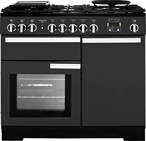 Rangemaster Professional Deluxe PDL100DFFSL/C 100cm wide Dual Fuel Range Cooker with Gas Hob - Slate - A/A Rated